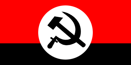 Black flag with hammer and sickle, ratio 1:2